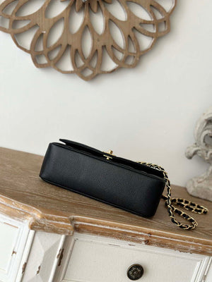 Chanel AS2221 Flap Handbag with Chain Calfskin & Gold-Tone Metal Black - Default Title - View 3