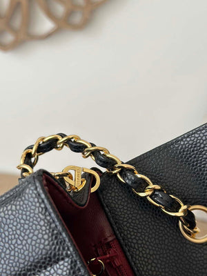 Chanel AS2221 Flap Handbag with Chain Calfskin & Gold-Tone Metal Black - Default Title - View 7