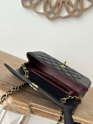 Chanel AS2221 Flap Handbag with Chain Calfskin & Gold-Tone Metal Black - Default Title - View 9