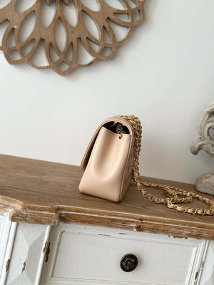 Chanel AS2221 Flap Handbag with Chain Lambskin & Gold-Tone Metal Apricot - Default Title - View 2