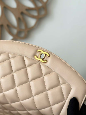 Chanel AS2221 Flap Handbag with Chain Lambskin & Gold-Tone Metal Apricot - Default Title - View 5
