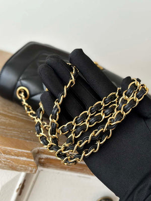 Chanel AS2221 Flap Handbag with Chain Lambskin & Gold-Tone Metal Black - Default Title - View 9