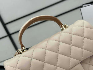 Chanel AS2431 Mini flap Apricot with Brown Lambskin bag with top handle Gold - Default Title - View 3