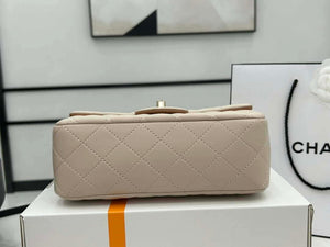 Chanel AS2431 Mini flap Apricot with Brown Lambskin bag with top handle Gold - Default Title - View 6