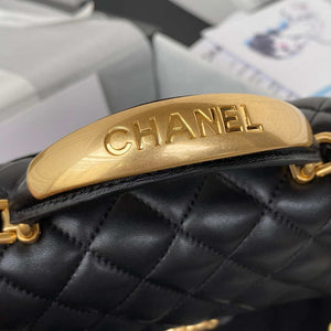 Chanel AS2431 Mini flap Black Lambskin bag with top handle Gold - Default Title - View 4