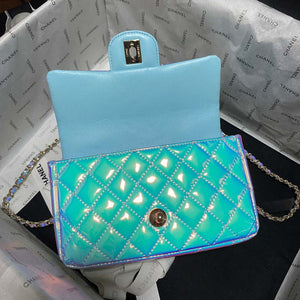 Chanel AS2431 Mini flap Fantasy Mirror Calfskin & Gold-Tone Metal Blue - Default Title - View 6