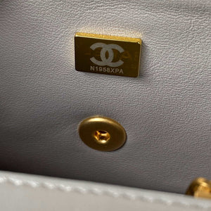 Chanel AS2431 Mini flap Gray Lambskin bag with top handle Gold - Default Title - View 9