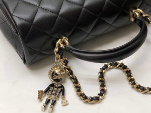 Chanel AS2431 Mini flap Lambskin bag with top handle Black Lion Bright Gold - Default Title - View 4