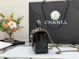Chanel AS2431 Mini flap Lambskin bag with top handle Black Lion Bright Gold - Default Title - View 5