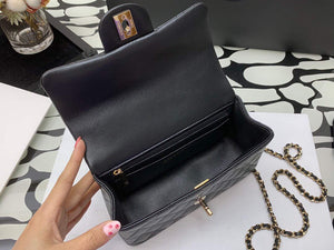 Chanel AS2431 Mini flap Lambskin bag with top handle Black Lion Bright Gold - Default Title - View 8