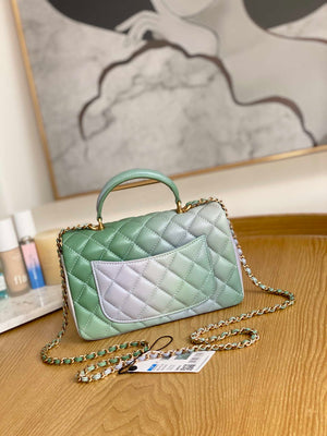Chanel AS2431 Mini Flap Lambskin Bag with top Handle Gradient Green - Default Title - View 2