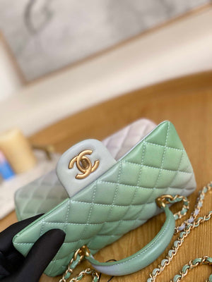 Chanel AS2431 Mini Flap Lambskin Bag with top Handle Gradient Green - Default Title - View 3