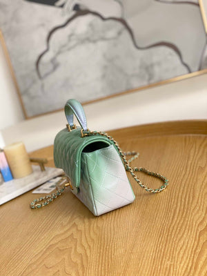 Chanel AS2431 Mini Flap Lambskin Bag with top Handle Gradient Green - Default Title - View 6