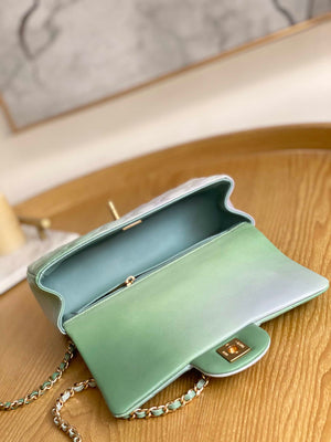 Chanel AS2431 Mini Flap Lambskin Bag with top Handle Gradient Green - Default Title - View 9