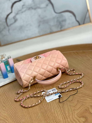 Chanel AS2431 Mini Flap Lambskin Bag with top Handle Gradient Pink - Default Title - View 4