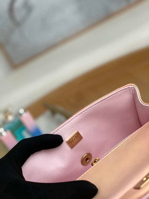 Chanel AS2431 Mini Flap Lambskin Bag with top Handle Gradient Pink - Default Title - View 9