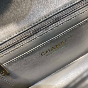 Chanel AS2431 Mini Flap Lambskin Bag with top Handle Gray Bright gold - Default Title - View 8