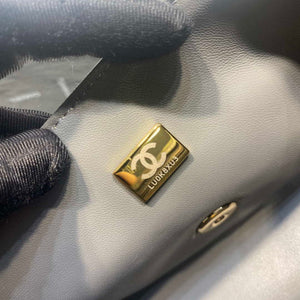 Chanel AS2431 Mini Flap Lambskin Bag with top Handle Gray Bright gold - Default Title - View 9