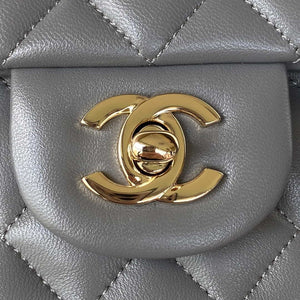 Chanel AS2431 Mini flap Lambskin bag with top handle Light gold Dark Gray - Default Title - View 3