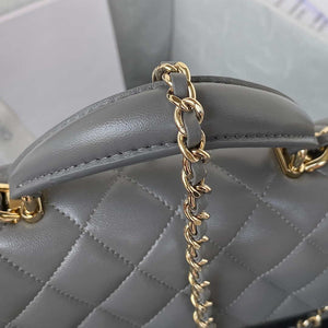 Chanel AS2431 Mini flap Lambskin bag with top handle Light gold Dark Gray - Default Title - View 4