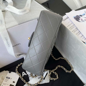 Chanel AS2431 Mini flap Lambskin bag with top handle Light gold Dark Gray - Default Title - View 6