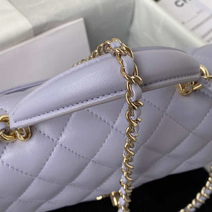 Chanel AS2431 Mini flap Lambskin bag with top handle Light gold Purple - Default Title - View 4