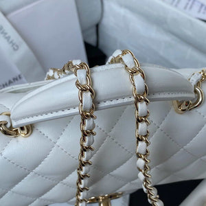 Chanel AS2431 Mini flap Lambskin bag with top handle Light gold White - Default Title - View 7