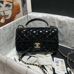 Chanel AS2431 Mini flap Mirror Calfskin & Gold-Tone Metal Black - Default Title - View 1