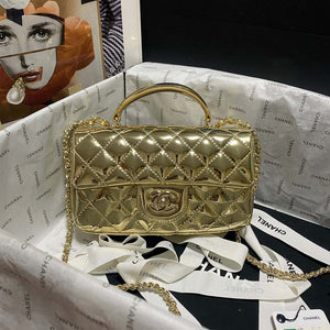 Chanel AS2431 Mini flap Mirror Calfskin Metallic Calfskin & Gold-Tone Metal Gold - Default Title - View 1