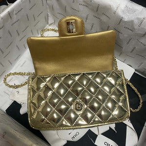 Chanel AS2431 Mini flap Mirror Calfskin Metallic Calfskin & Gold-Tone Metal Gold - Default Title - View 5
