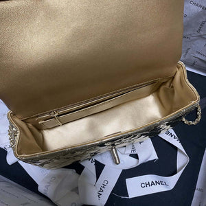 Chanel AS2431 Mini flap Mirror Calfskin Metallic Calfskin & Gold-Tone Metal Gold - Default Title - View 6