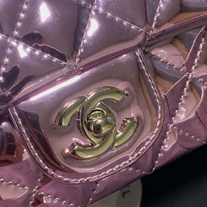 Chanel AS2431 Mini flap Mirror Calfskin Metallic Calfskin & Gold-Tone Metal Purple - Default Title - View 4