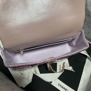 Chanel AS2431 Mini flap Mirror Calfskin Metallic Calfskin & Gold-Tone Metal Purple - Default Title - View 7
