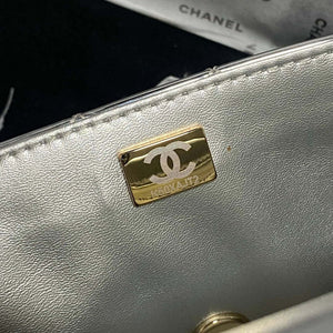 Chanel AS2431 Mini flap Mirror Calfskin Metallic Calfskin & Gold-Tone Metal Silver - Default Title - View 8
