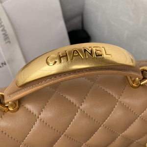 Chanel AS2431 Mini flap Tan Lambskin bag with top handle Gold - Default Title - View 4