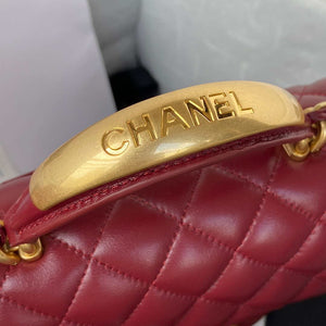 Chanel AS2431 Mini flap Wine Red Lambskin bag with top handle Gold - Default Title - View 4