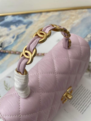 Chanel AS2477 Mini Flap CC Wrapped Bag with Top Handle Pink - Default Title - View 4