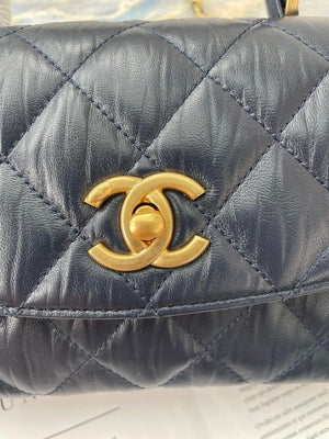 Chanel AS2477 Mini Flap CC Wrapped Bag with Top Handle Navy Blue - Default Title - View 5