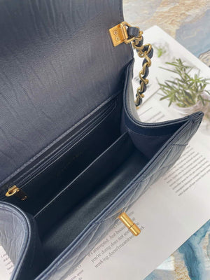 Chanel AS2477 Mini Flap CC Wrapped Bag with Top Handle Navy Blue - Default Title - View 9