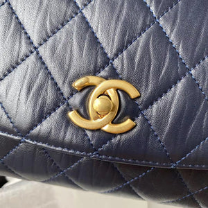 Chanel AS2478 Flap CC Wrapped Bag with Top Handle Navy Blue - Default Title - View 3