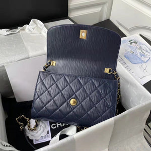 Chanel AS2478 Flap CC Wrapped Bag with Top Handle Navy Blue - Default Title - View 7