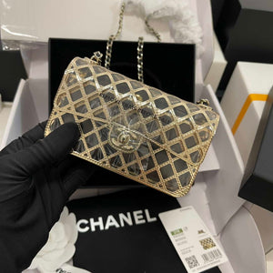 Chanel AS2535 Mini Evening Bag Gold-Tone Metal & Lambskin With Grey - Default Title - View 6