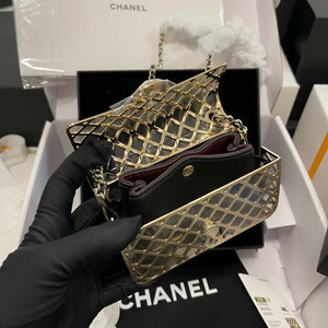 Chanel AS2535 Mini Evening Bag Gold-Tone Metal & Lambskin With Grey - Default Title - View 7