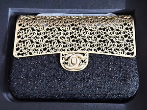 Chanel AS3526 Mini Evening Bag Wool Tweed & Gold-Tone Metal Black - Default Title - View 1