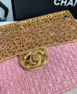 Chanel AS3526 Mini Evening Bag Wool Tweed & Gold-Tone Metal Light Pink - Default Title - View 5