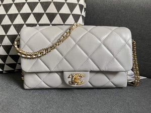 Chanel AS2563 Flap Bag Lambskin Gold Metal Gray - Default Title - View 2
