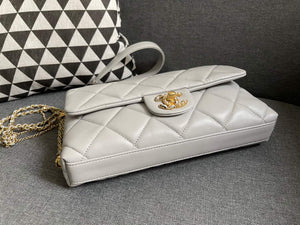 Chanel AS2563 Flap Bag Lambskin Gold Metal Gray - Default Title - View 5