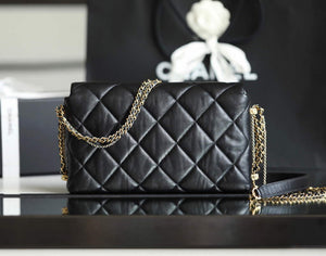 Chanel AS2563 Flap Bag Lambskin Gold Metal Black - Default Title - View 3