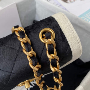 Chanel AS2597 Mini Flap Bag Velvet & Gold Tone Metal Black & White - Default Title - View 4