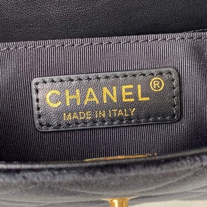 Chanel AS2597 Mini Flap Bag Velvet & Gold Tone Metal Black & White - Default Title - View 8